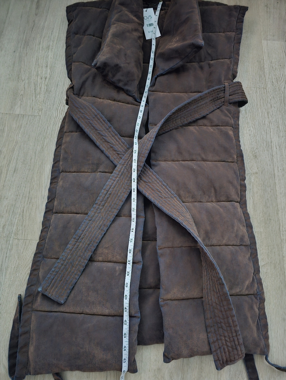 Akira Pilot Jones Puffer Vest Quilted Brown Padded Velvet Denim - Picture 8 of 8